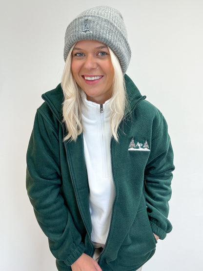 Embroidered Oversized Outdoor Full Zip Fleece - Arctic Spruce