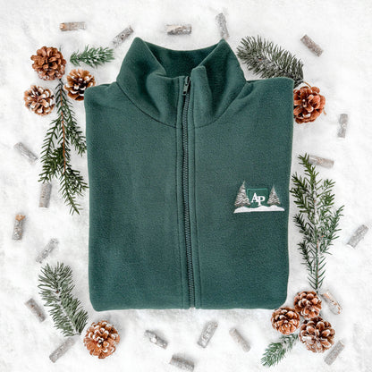 Embroidered Oversized Outdoor Full Zip Fleece - Arctic Spruce