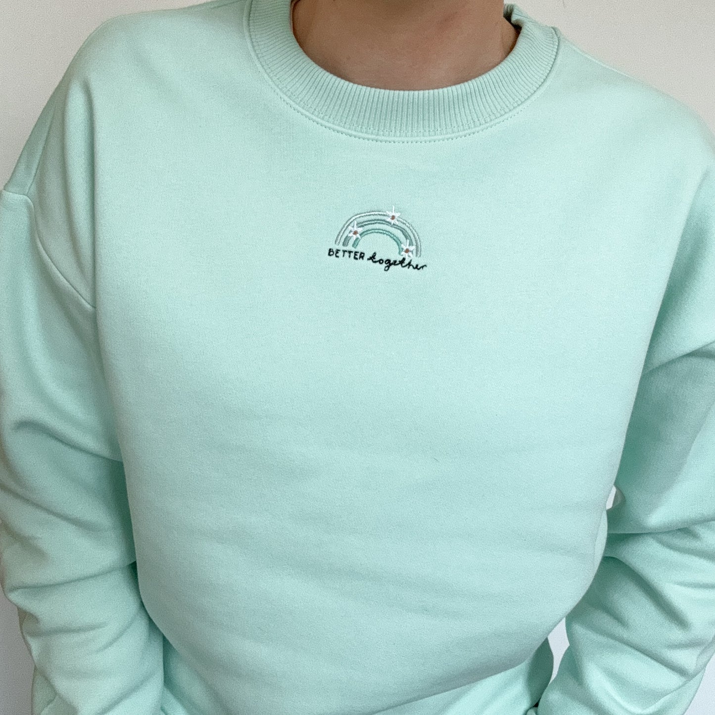 Embroidered Premium Oversized Sweatshirt - Hint Of Mint - Fresh Mint