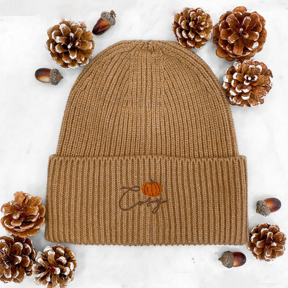 Beanie - Autumn Pumpkins - Biscuit