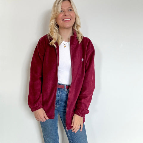 Embroidered Oversized Outdoor Full Zip Fleece - Cherrywood Ivy - Mulberry