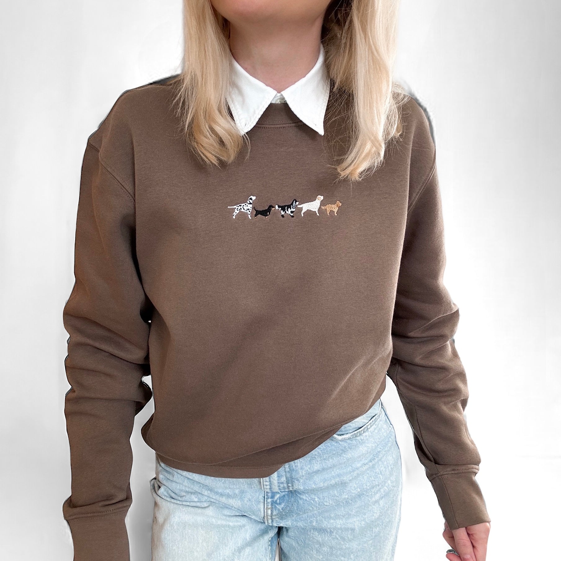 Embroidered Signature Sweatshirt - Mixed Breed - Mocha