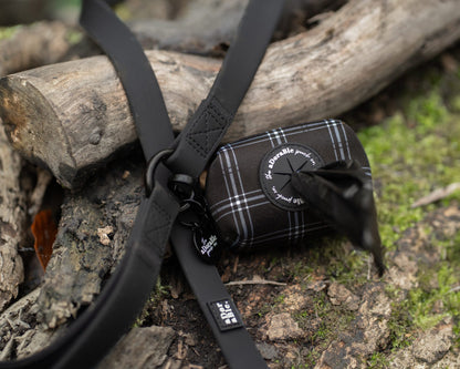 Poop Bag Holder - LUXE Noir Plaid