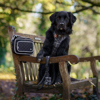 Quilted Dog Walking Shoulder Bag - Black