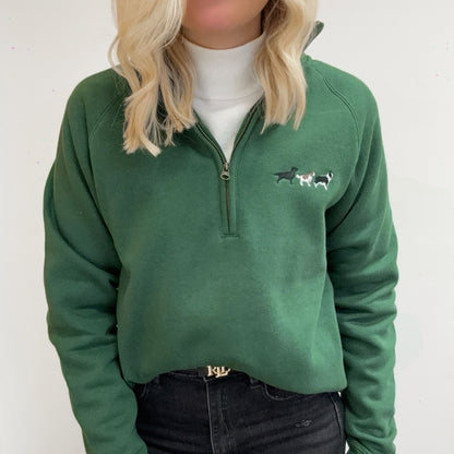 Embroidered Zip Neck Sweat - Working Breed - Forest Green