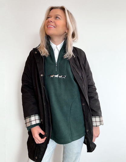 Embroidered Oversized Outdoor Zip Neck Fleece - Working Breed - Forest Green