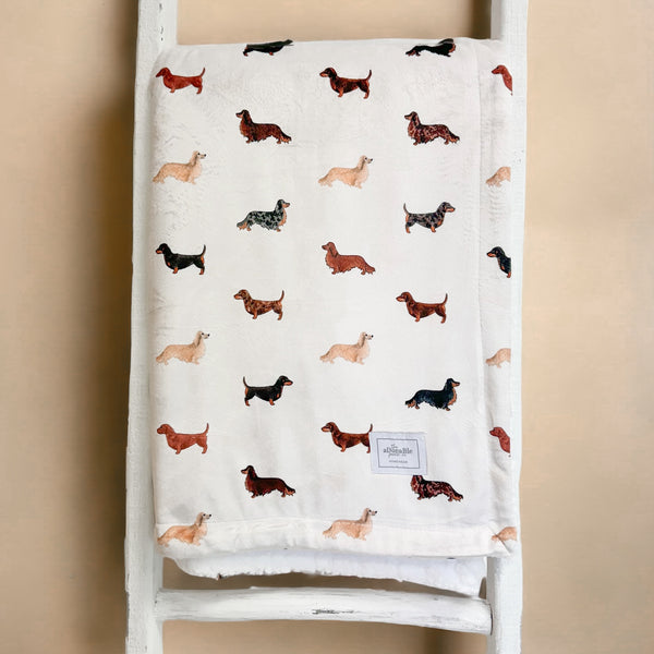 Supersize Soft Blanket - Watercolour Dachshunds