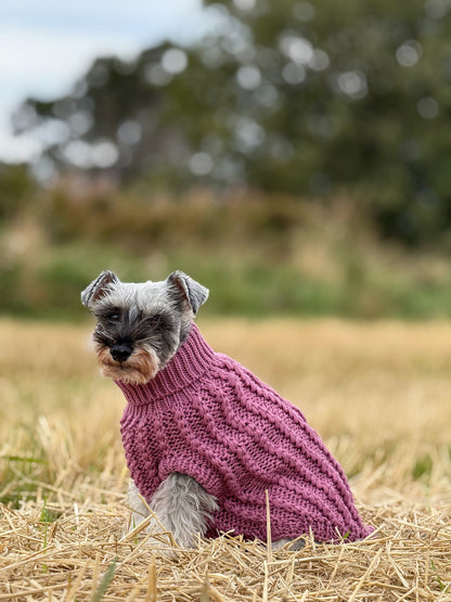 Hand Knitted Dog Jumper - Mauve (seconds)