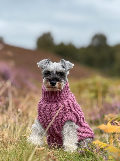 Hand Knitted Dog Jumper - Mauve (seconds)