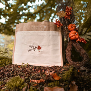 Embroidered Cotton Pocket Shopper Bag - Autumn Orchard