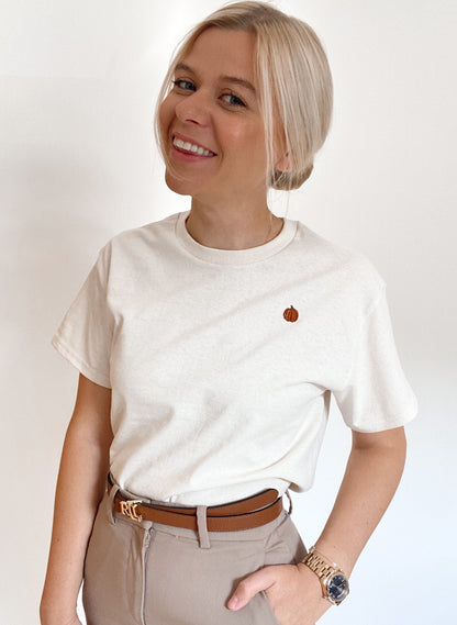 Embroidered T-Shirt - Autumn Pumpkins - Orange Pumpkin