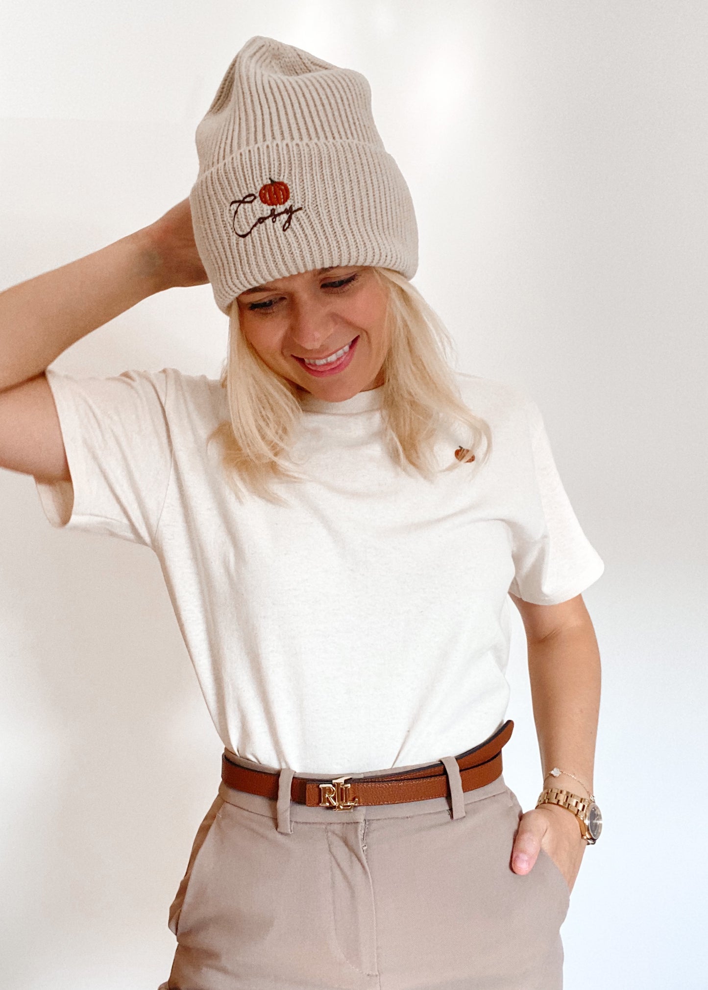 Embroidered T-Shirt - Autumn Pumpkins - Orange Pumpkin