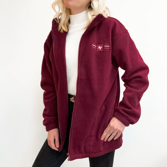 Embroidered Oversized Outdoor Full Zip Fleece - Mulberry Mist