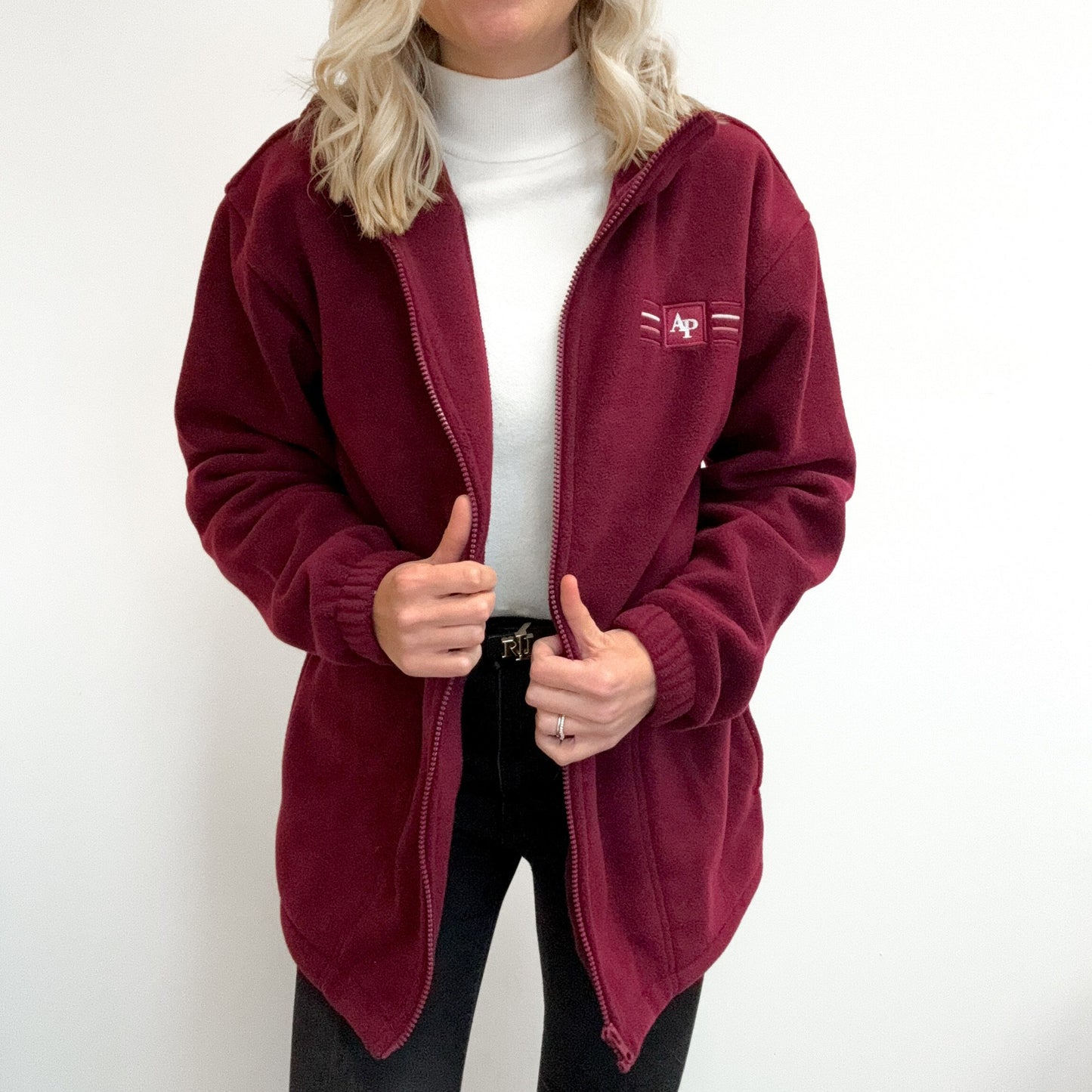 Embroidered Oversized Outdoor Full Zip Fleece - Mulberry Mist