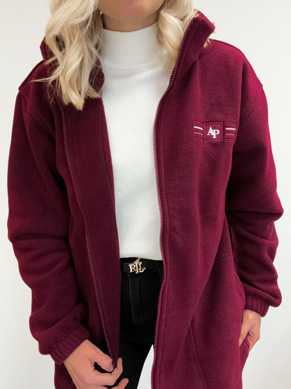 Embroidered Oversized Outdoor Full Zip Fleece - Mulberry Mist