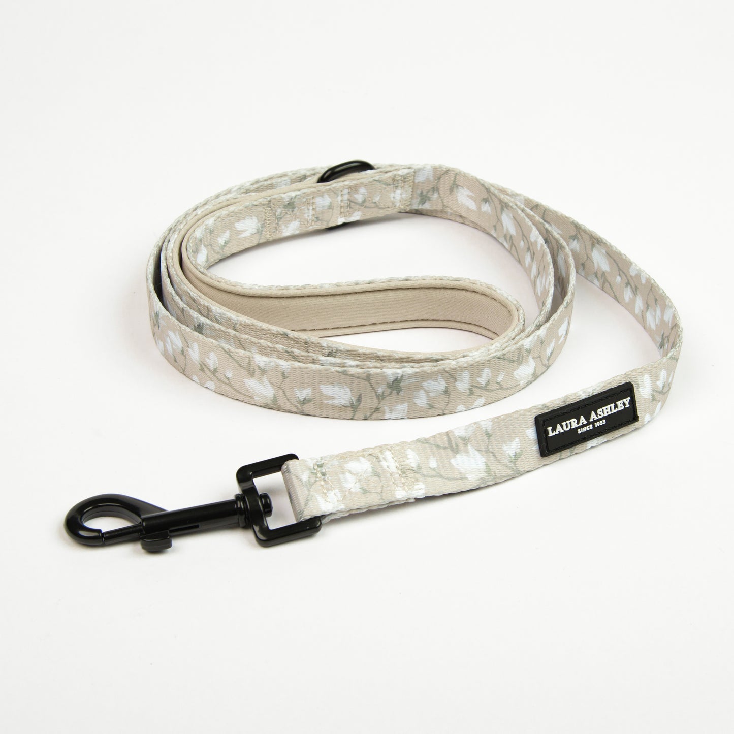 Magnolia Grove Laura Ashley fabric dog lead on white background