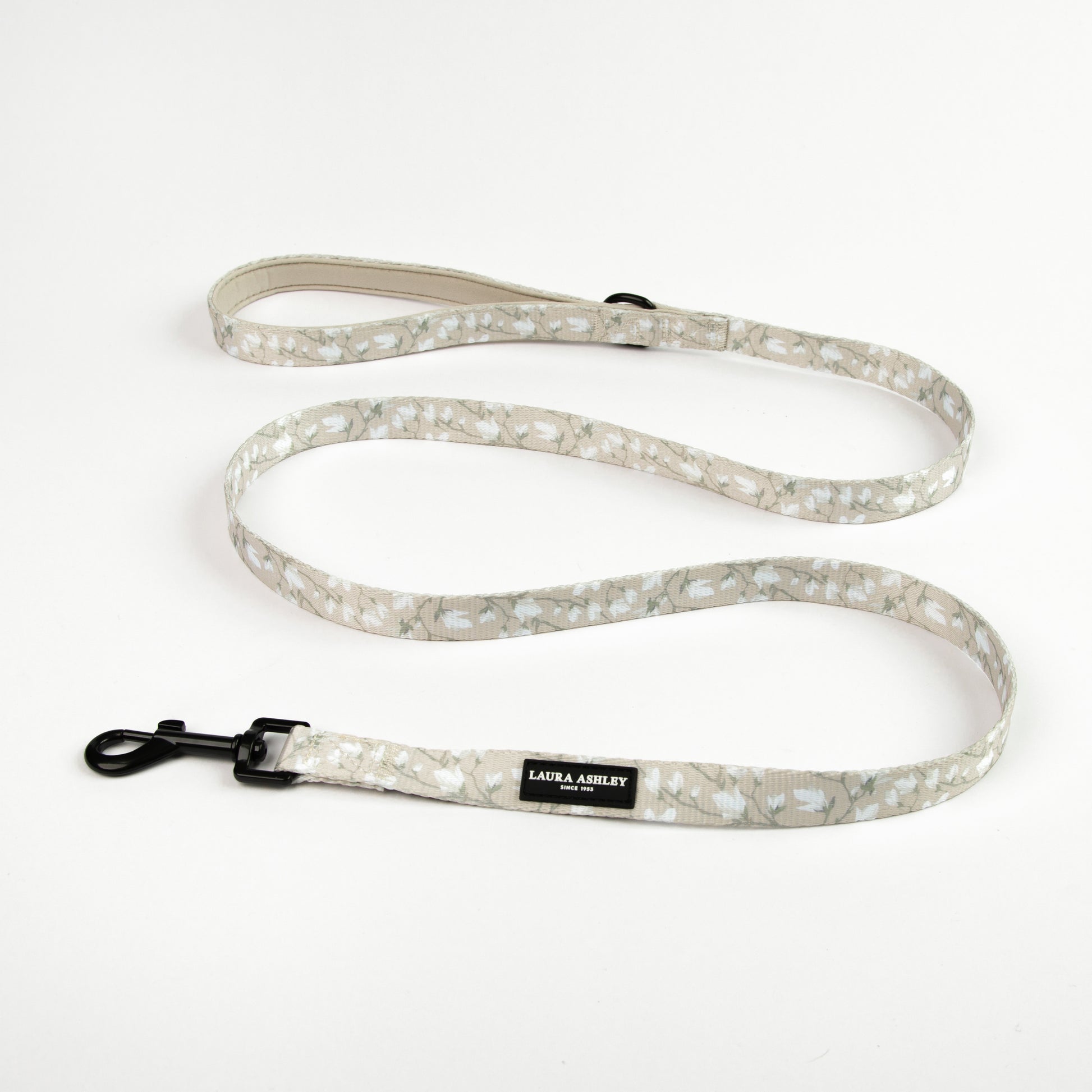Magnolia Grove Laura Ashley fabric dog lead on white background