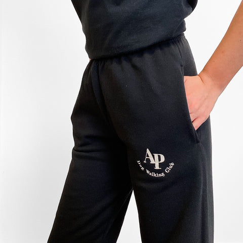 Embroidered Joggers - AP Dog Walking Club - Black