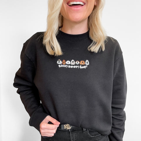 Embroidered Lightweight Sweatshirt - The aDoraBle Pooch Co x Boop My Nose - Boop! - Black
