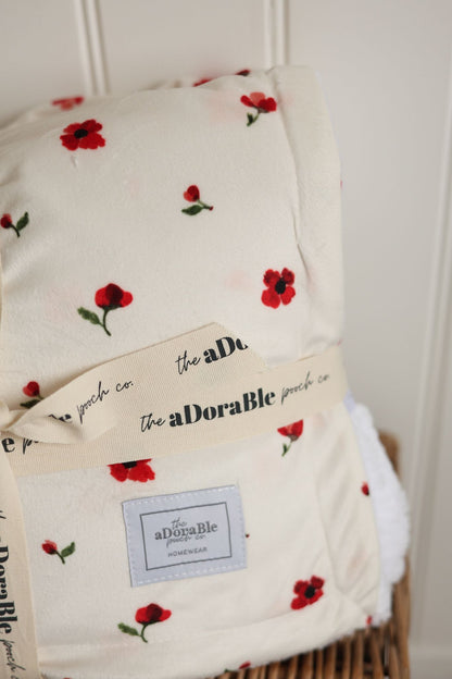 Extra Large Dog Blanket - Painted Poppies (seconds) - The aDoraBle Pooch Company