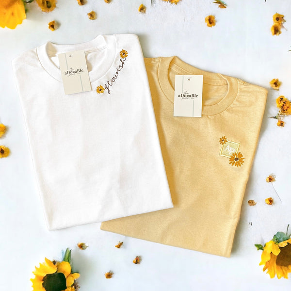 Embroidered AP T-Shirt - Sunflower Meadow - Flourish