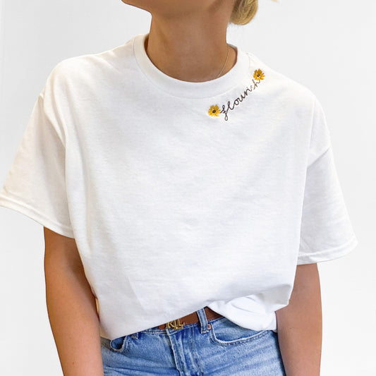 Embroidered AP T-Shirt - Sunflower Meadow - Flourish