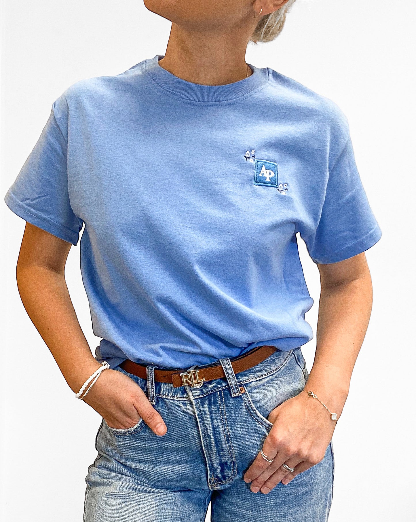 Embroidered AP T-Shirt - Cornflower Bloom