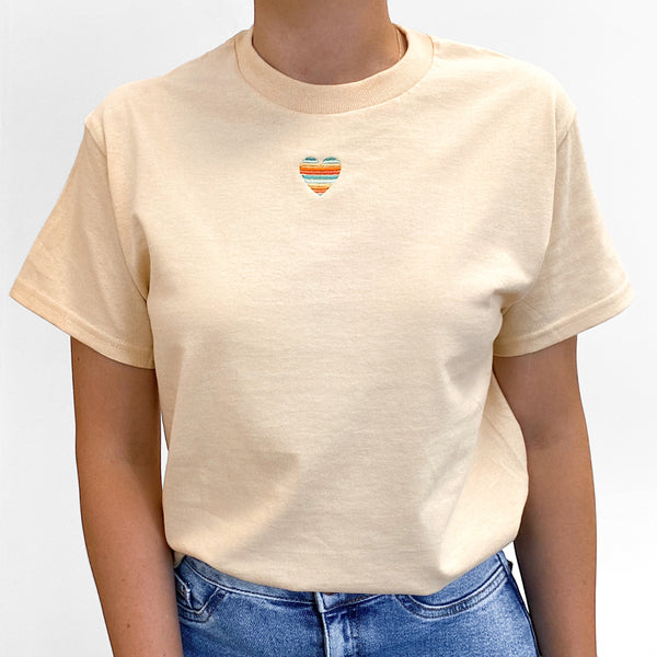 Embroidered AP T-Shirt - Seafoam Sunset - Love Heart