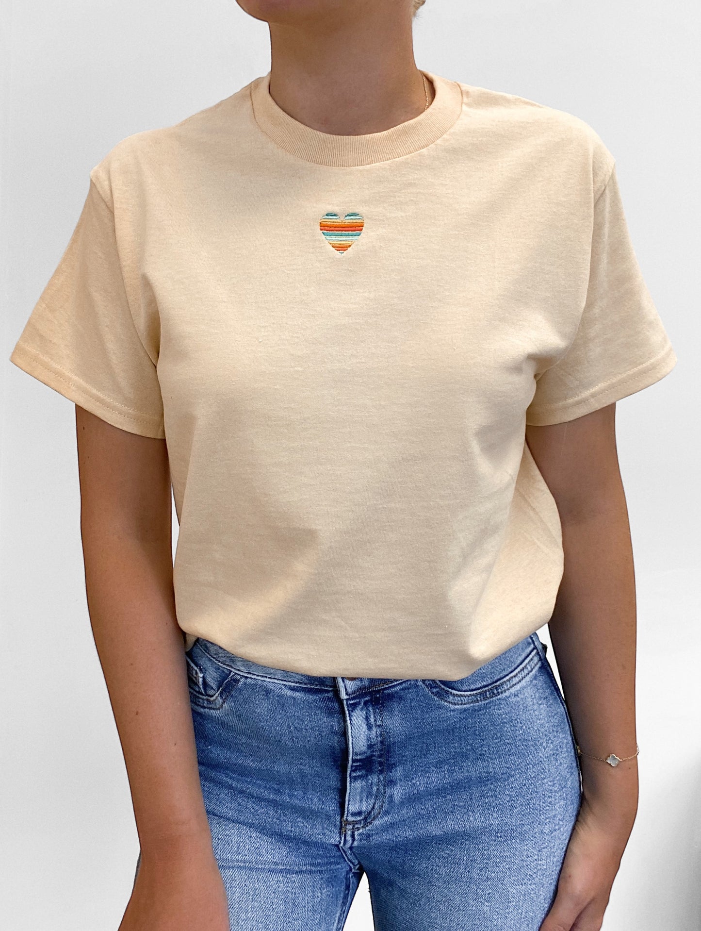 Embroidered AP T-Shirt - Seafoam Sunset - Love Heart