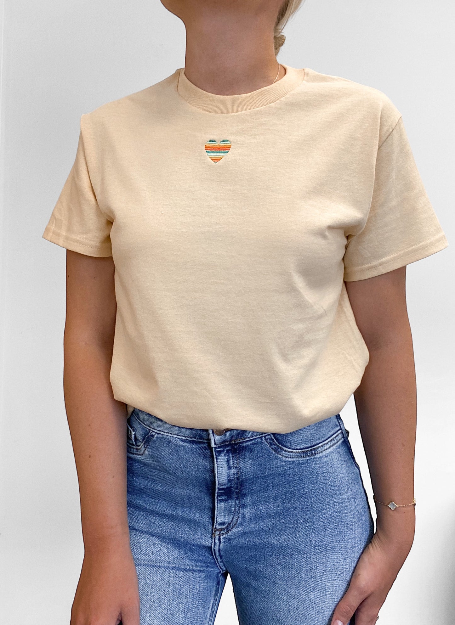 Embroidered AP T-Shirt - Seafoam Sunset - Love Heart