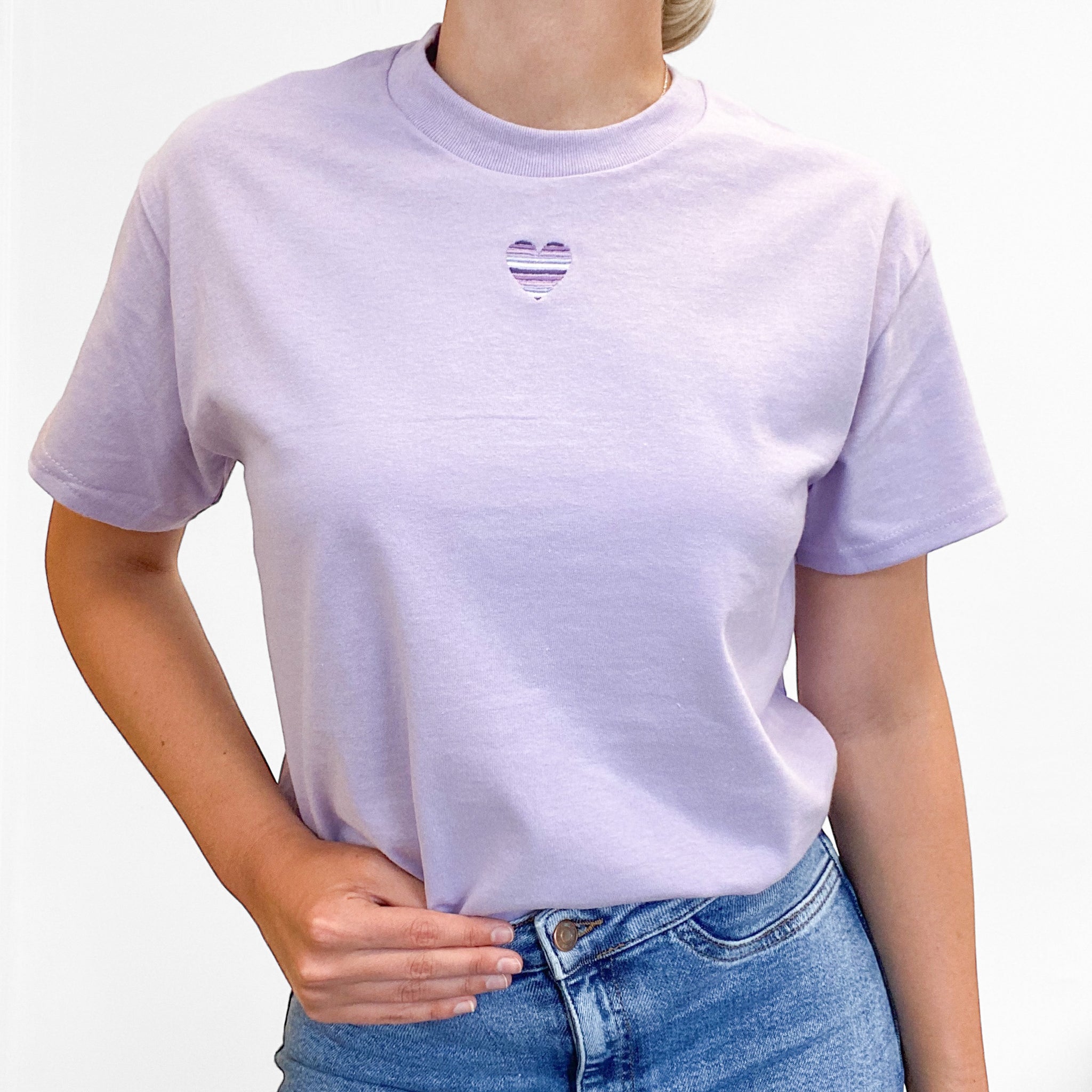Embroidered AP T-Shirt - Violet Dusk - Love Heart