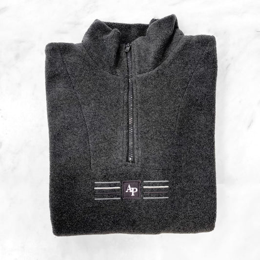Embroidered Oversized Outdoor Zip Neck Fleece - Midnight Forest - Charcoal - SAMPLE - XS