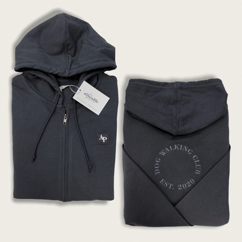 Embroidered Organic Zipped Hoodie - Classic Collection - Charcoal