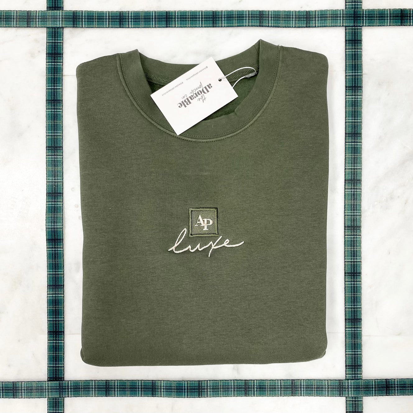 Embroidered Signature AP LUXE Sweatshirt - Khaki