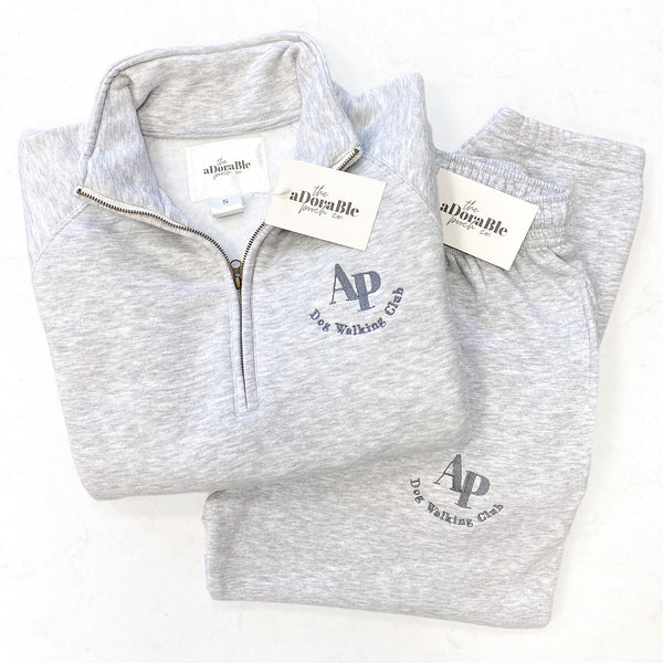 Embroidered Joggers - AP Dog Walking Club - Grey
