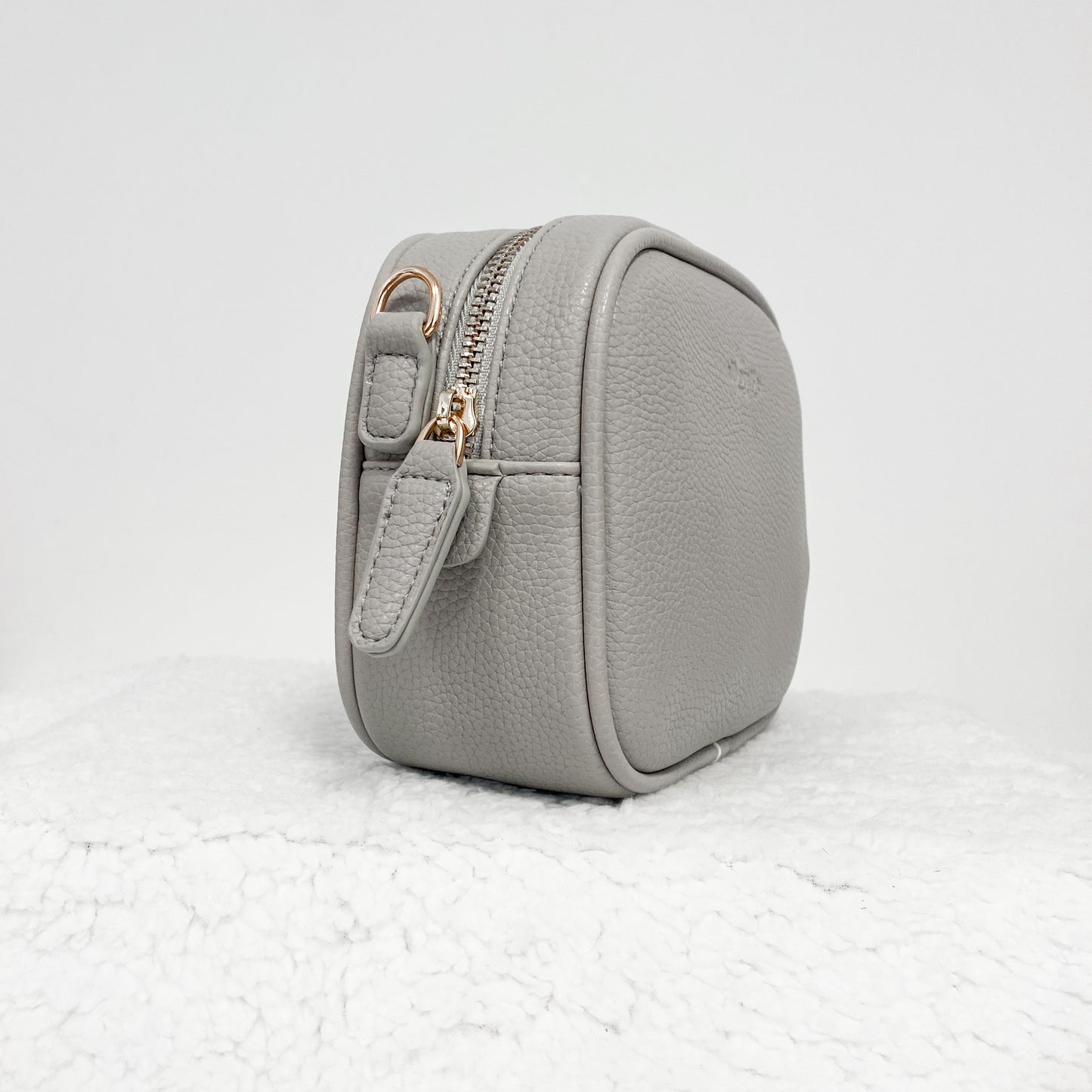 LUXE Vegan Leather Shoulder Bag - Dove Grey Plaid