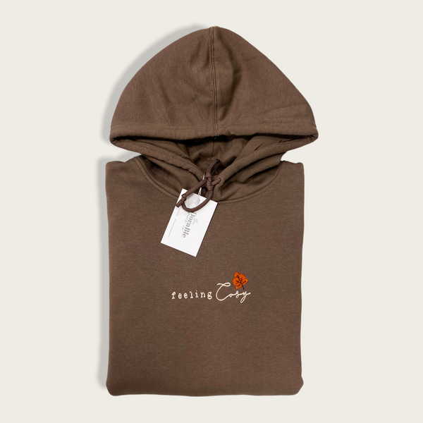 Embroidered Organic Hoodie - Falling For You - Mocha