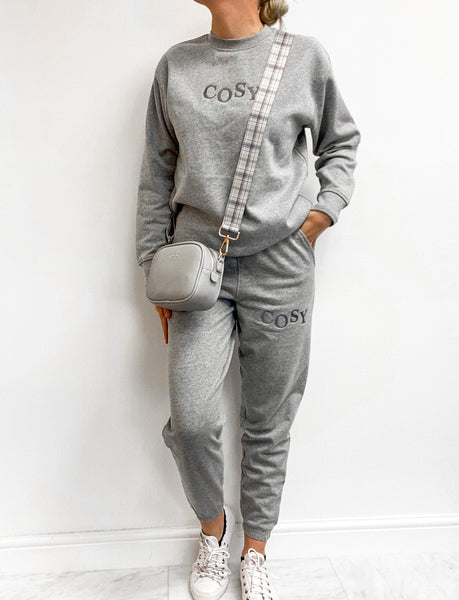Embroidered Recycled Sweatshirt - LUXE COSY - Heather Grey