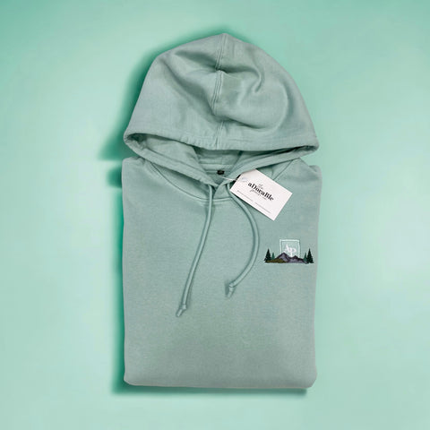 Embroidered Organic Hoodie - Highland Mountains