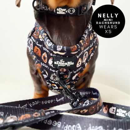 Adjustable Harness - The aDoraBle Pooch Co x Boop My Nose - Boop! - Black