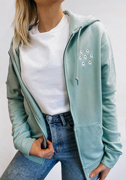Embroidered Organic Zipped Hoodie - Oopsy Daisy