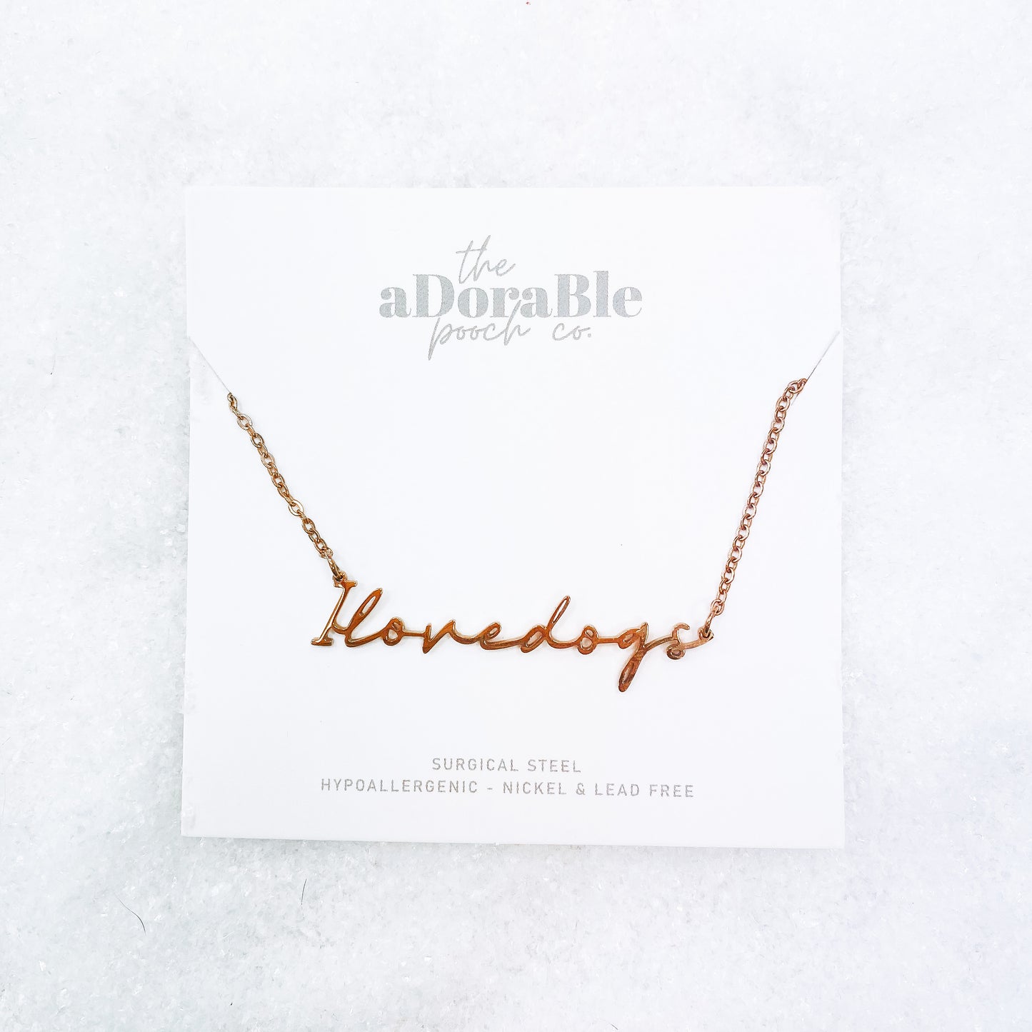 Necklace - I love dogs - Rose Gold