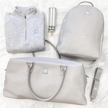 Embroidered Zip Neck Sweat - LUXE Travel Essentials - Grey