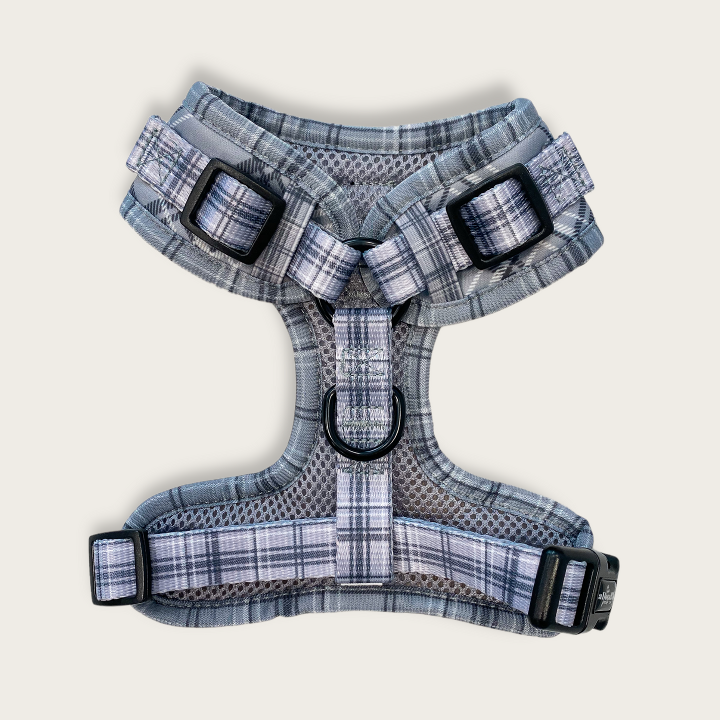 Adjustable Harness - LUXE Dove Grey Plaid