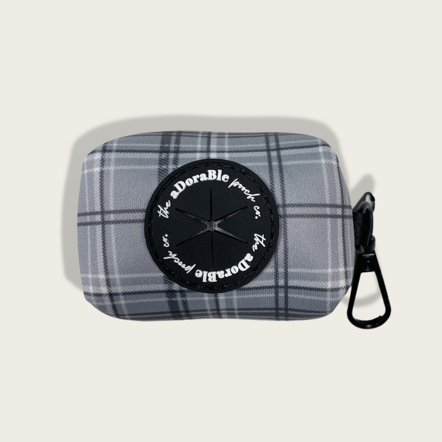 Poop Bag Holder - LUXE Dove Grey Plaid