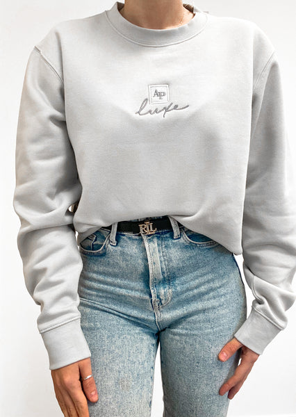 Embroidered Signature AP LUXE Sweatshirt - Dove Grey