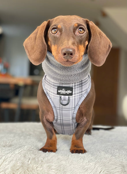 Adjustable Harness - LUXE Dove Grey Plaid