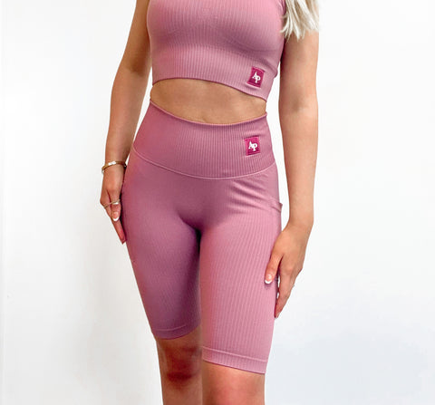 Ribbed Cycling Shorts - Classic Collection - Dusty Rose