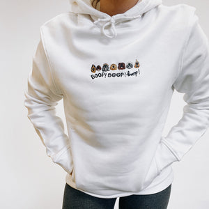 Embroidered Organic Hoodie - The aDoraBle Pooch Co x Boop My Nose - Boop! - White