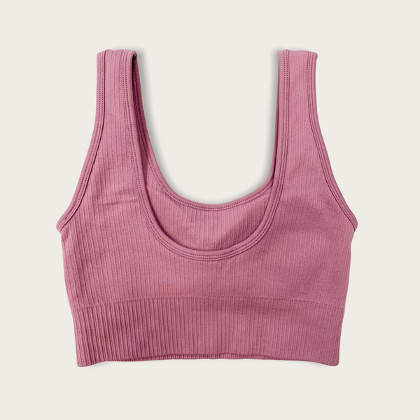 Ribbed Sports Bra - Classic Collection - Dusty Rose
